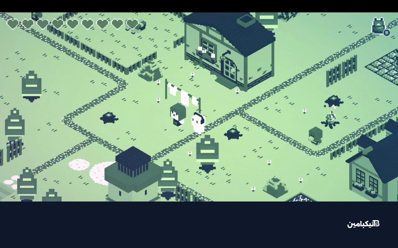 شخصية اللعبة في بيئة تشبه ماينكرافت