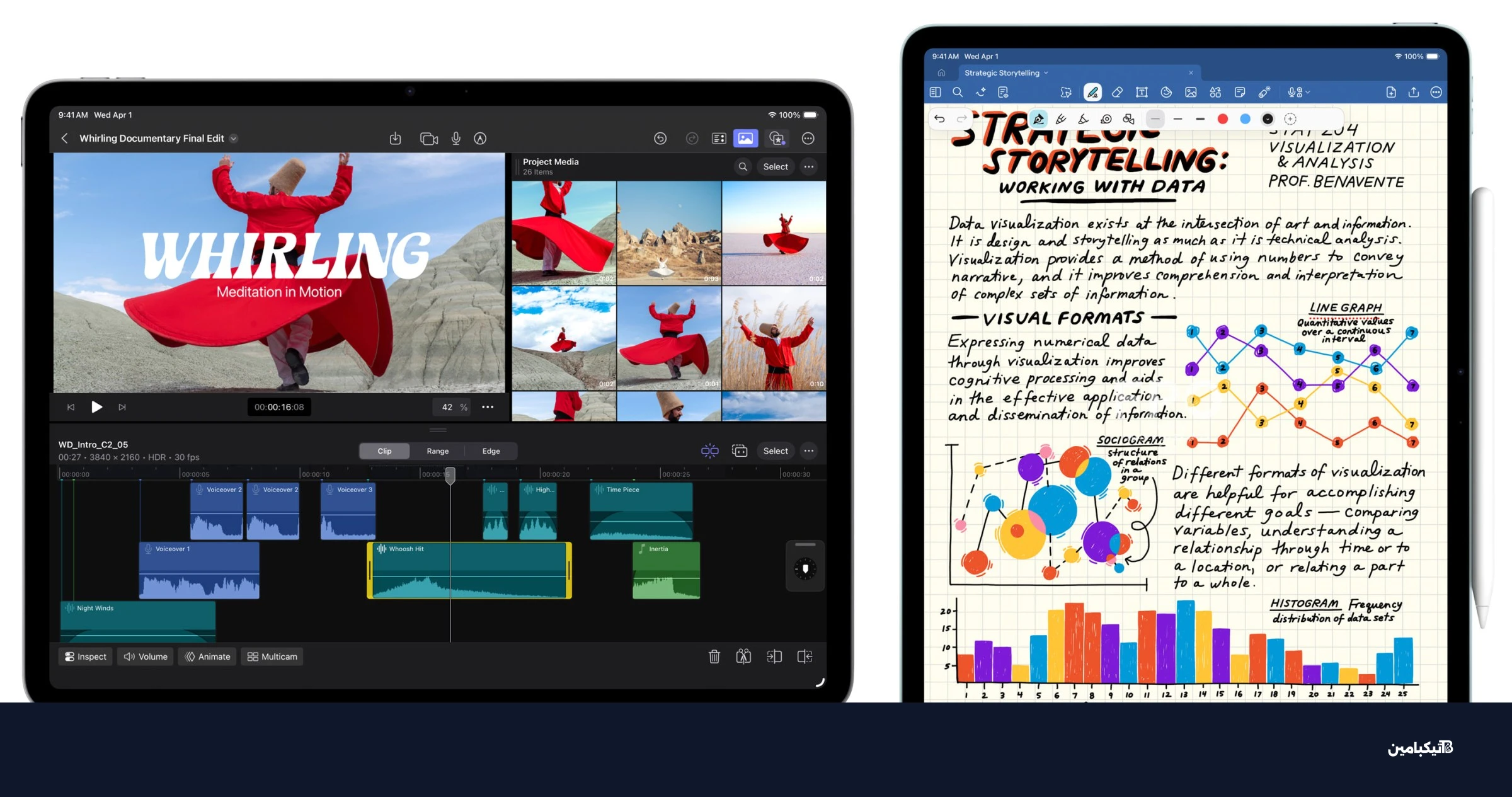 آيباد Air بمعالج M4 بالوضعين الأفقي والرأسي