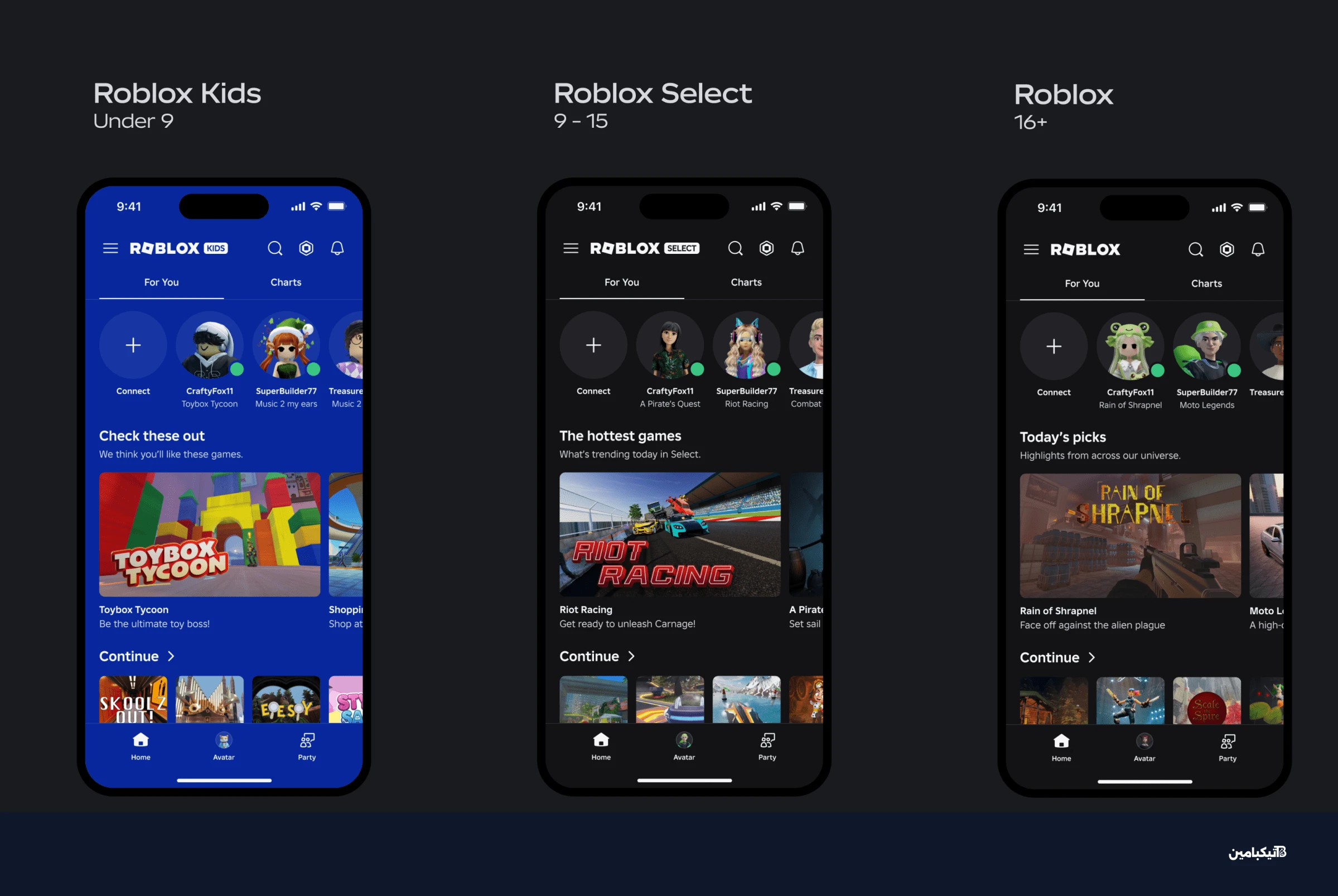 أنواع حسابات منصة روبلوكس الجديدة للأطفال والمراهقين