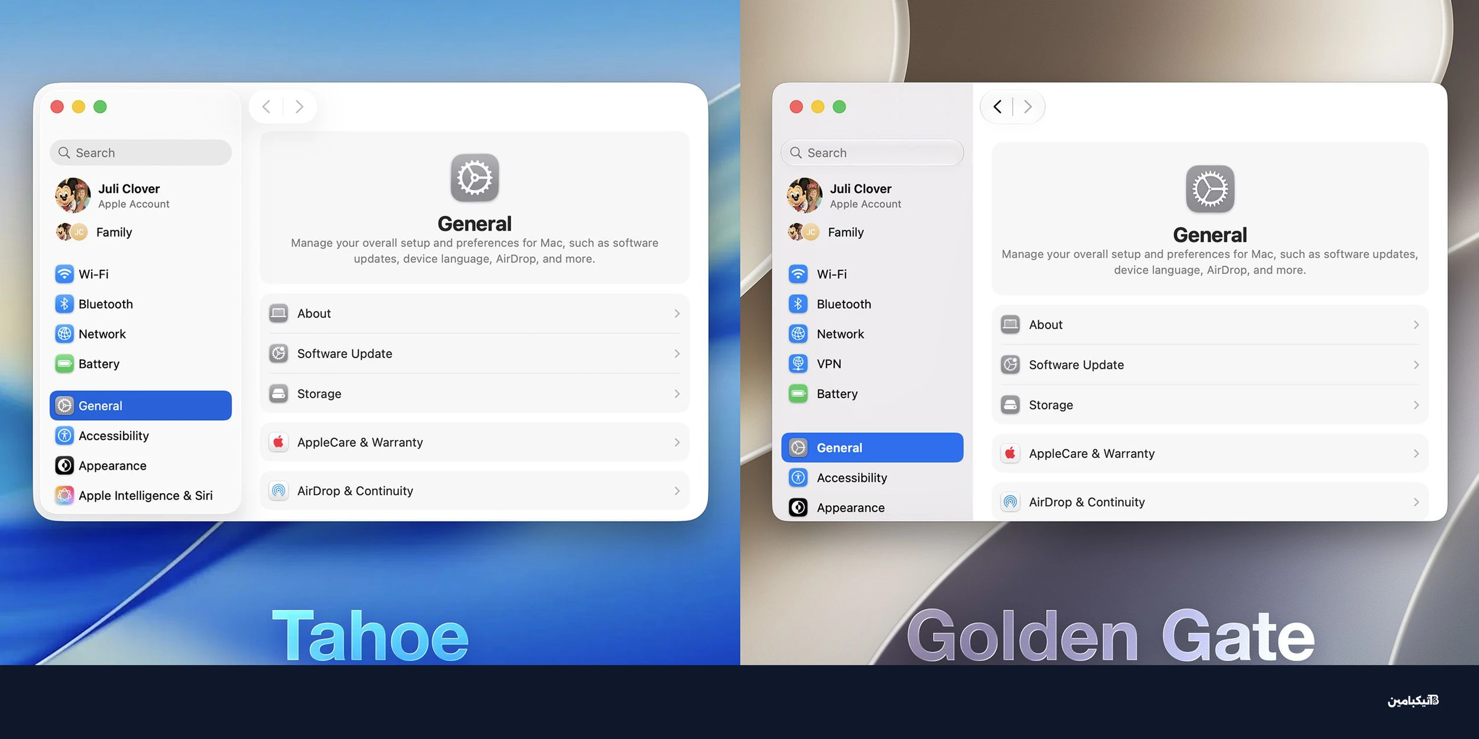 آبل تحسن واجهة Liquid Glass في macOS Golden Gate