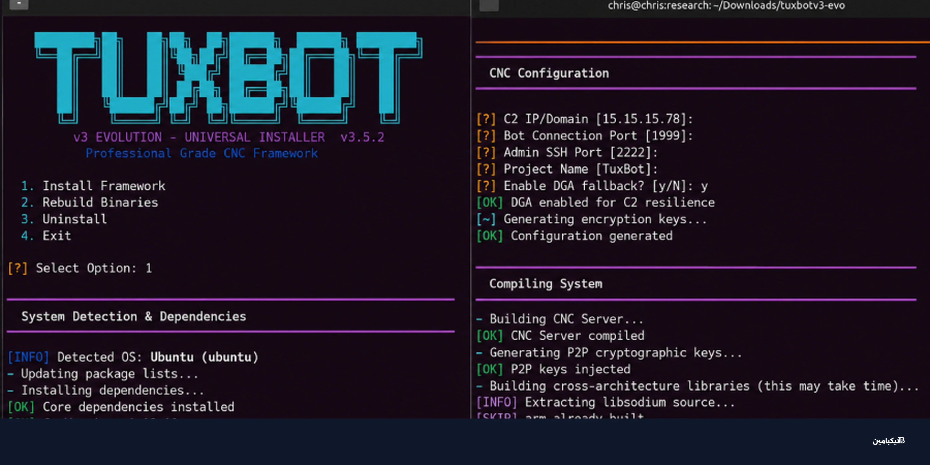 بوت نت TuxBot v3: تطوير بالذكاء الاصطناعي
